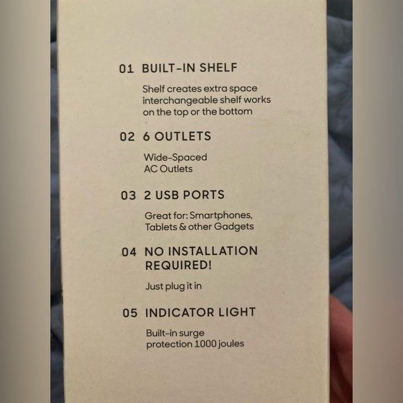 NWT Socket Shelf By Sharper Image 6 outlets 2 USB ports OFFICE DORM BATHROOM - Picture 6 of 9